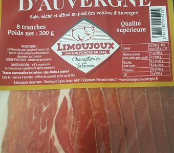 Jambon d'auvergne IGP 8 tranches 200g